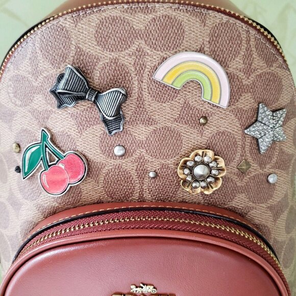 COACH CARRIE BACKPACK 23 W/SOUVENIR 7 PIN CUSTOMIZATION:NWT 1029 1-OF-A-KIND - Picture 5 of 13